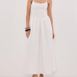 MILANO WHITE COTTON MIDI DRESS